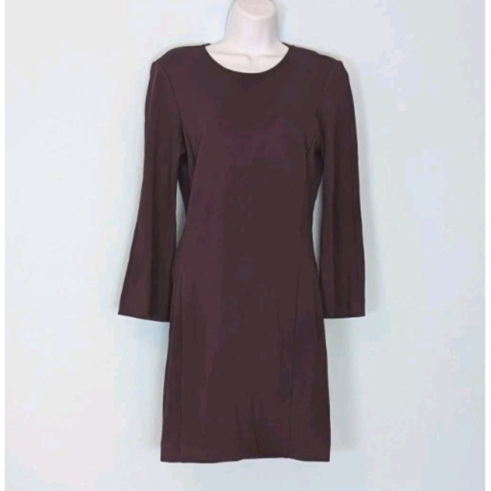 Wilfred Bodycon Midi Dress Plum Women's Medium 3/4 Flare Sleeve Stretch NEW